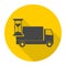 Truck with clock, fast delivery icon with long shadow