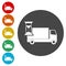 Truck with clock, fast delivery icons set