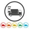Truck with clock, fast delivery icons set
