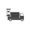 Truck with clock, fast delivery icons set with long shadow