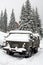 Truck covered with snow