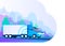 Truck delivery. Truck car on road in flat style. International logistic service. Vector illustration.