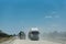 Truck on a dirt gravel road in Botswana