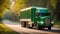 Truck driving down road in summer transportation business modern