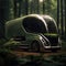 Truck. Ecological concept. Truck made of green vegetation in the forest