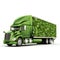 Truck. Ecological concept. Truck trailer made of green vegetation.