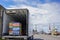 Truck with fish boxes in the port