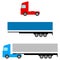 Truck. Flat image Tow Tractors and awning van. Isolated objects. Vector illustrations