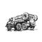 Truck hand graphic drawing. Military equipment