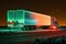 Truck on the highway at night with neon lights