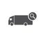Truck icon with research sign. Truck icon and explore, find, inspect symbol