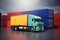 Truck with Industrial Container Cargo for Logistic Import Export AI generated