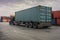 Truck with Industrial Container Cargo for Logistic Import Export AI generated