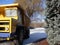 Truck. Industrial mining equipment. Against the backdrop of beautiful green firs and blue sky