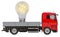 Truck with light bulb. Idea Delivery concept, 3D rendering