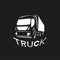 Truck. A light conventional image on a black background with the inscription `truck`. Vector illustration.