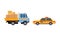 Truck or Lorry as Motor Vehicle and Urban Transport for Transporting Cargo and Taxi Cab Vector Set