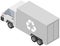 Truck, lorry with recycle sign. Delivery, logistics concept. Wagon with trailer for transporting