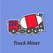 Truck mixer color flat icon.