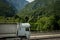 Truck moving on mountain road - Valsugana Trentino Alto Adige Italy