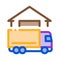 Truck near house icon vector outline illustration