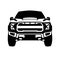 Truck offroad black silhouette, front view, vector