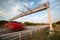 Truck passing through a toll gate on a highway