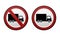 Truck prohibition sign. No truck or no lorry prohibit sign.