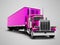 Truck purple with purple trailer 3d render on gray background wi