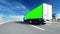 Truck on the road, highway. Transports, logistics concept. super realistic animation with physiks motion. Green screen