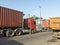 Truck row in Port of Santos