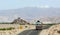 A truck running on the mountain road in Ladakh, India