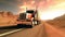 The truck runs on the highway. Semi-Truck on the Highway. Logistics and transportation concept. generative ai