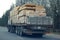 Truck with sawn timber cargo i