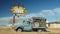 Truck and sign along Route 66 in New Mexico