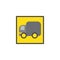 Truck square road sign flat icon