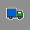 Truck sticker, vector isolated truck paper label, delivery transport symbol
