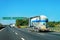 Truck tanker on the road, in Italy. Lorry transport delivering some freight cargo