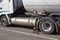 Truck tanker. Vehicle powered by LNG liquefied natural gas.View of the compressed gas tank