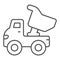 Truck toy thin line icon, kid toys concept, plastic dumper sign on white background, Building truck toy icon in outline