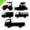 Truck and tractor silhouettes vector