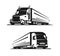 Truck with trailer logo. Lorry, delivery symbol vector illustration