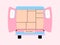 Truck for transportation of goods loaded with cardboard boxes. Delivery truck with a bunch of boxes. Concept of moving to a new