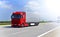 Truck transports goods by road - shipping and logistics