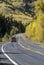 A truck traveling in autumn on Route 145 in Colorado