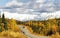 Truck Travels Road Alaska Wilderness Fall Color Two Lane Highway