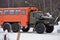 Truck Ural 4320 at the interurban freeway during