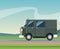 Truck van delivery shipping mail service landscape background