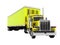 Truck yellow with yellow trailer 3d render on white background n