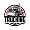 Trucking 18 wheeler company logo vector illustration